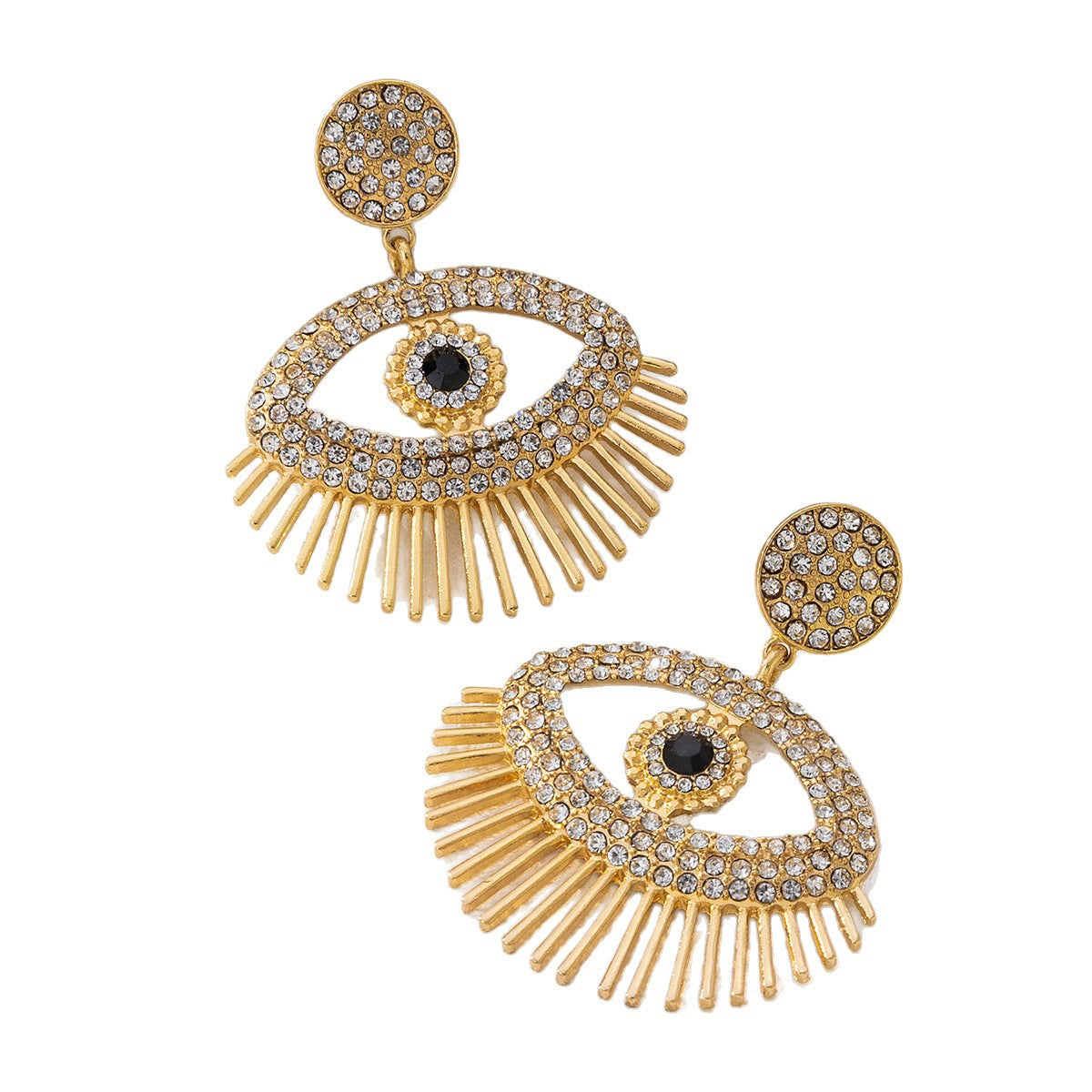 Retro Style Eye Earrings For Women Featuring Alloy Material In Golden Color