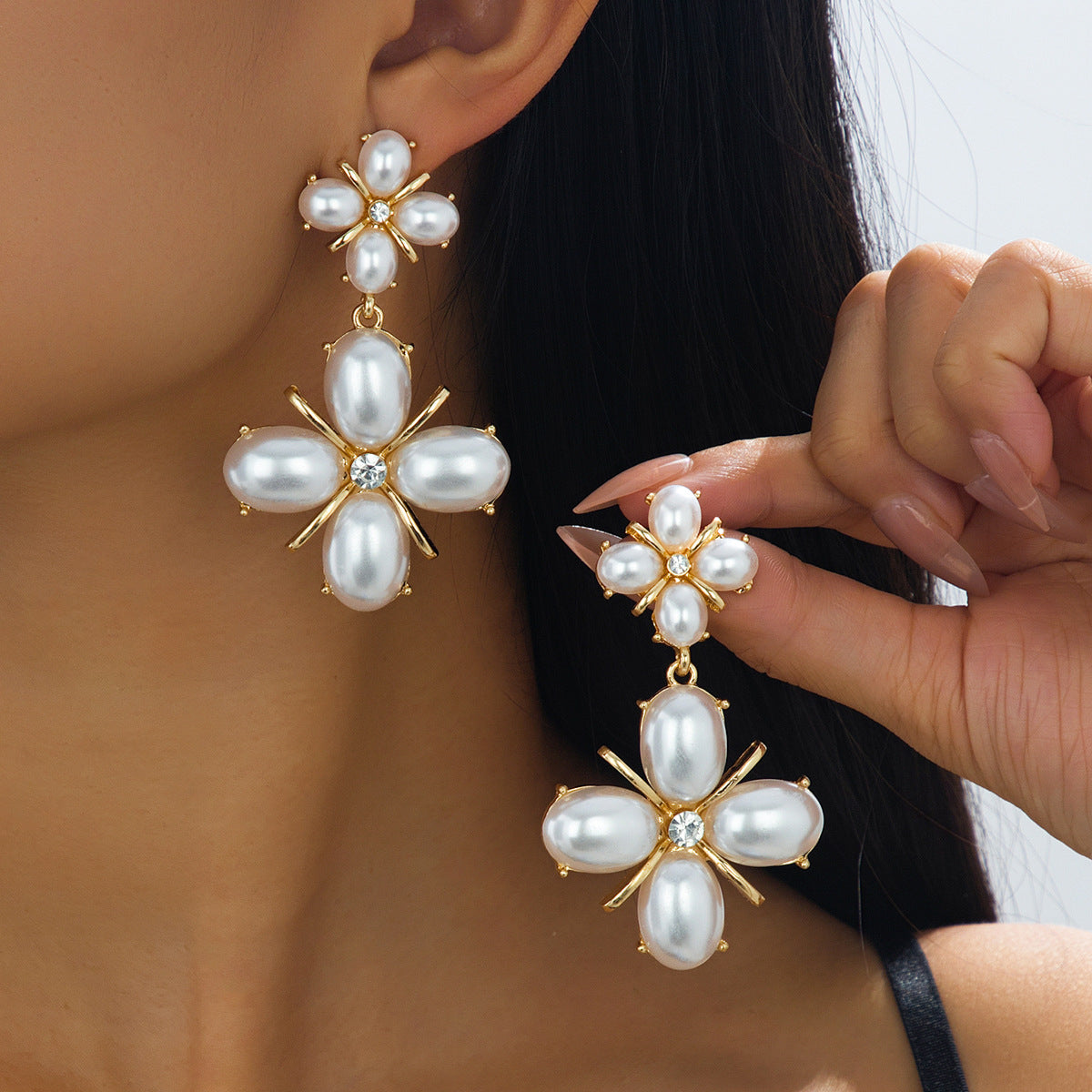 For Banquet Golden Earrings Featuring Elegant Flower Petal Design