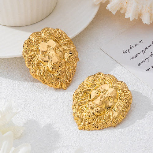 4 Pieces Lion Pattern Jewelry Set Made Of Durable Alloy, Perfect For Stylish Accessories