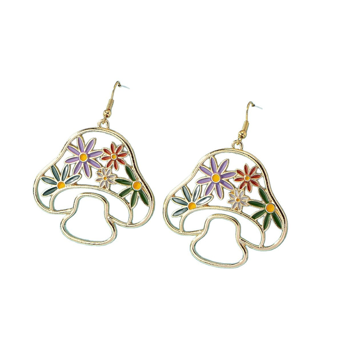 Sweet Pastoral Mushroom Drop Earrings For Women In Green