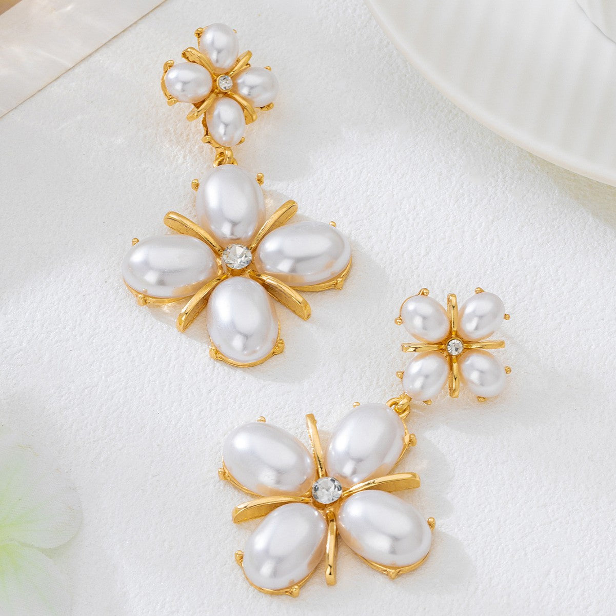 For Banquet Golden Earrings Featuring Elegant Flower Petal Design