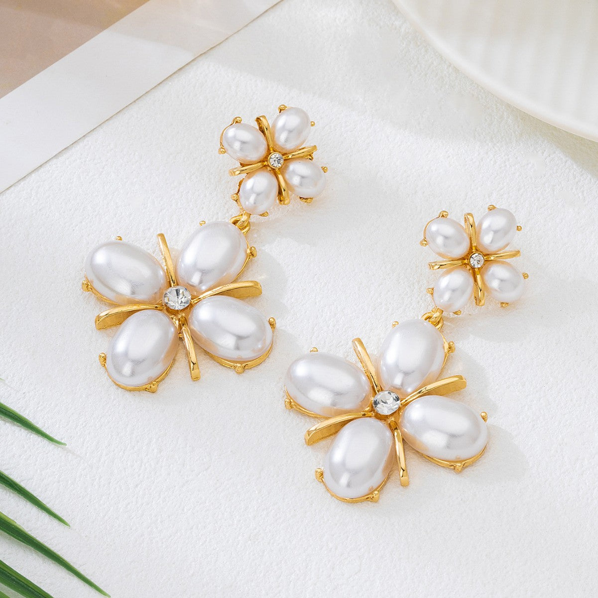 For Banquet Golden Earrings Featuring Elegant Flower Petal Design