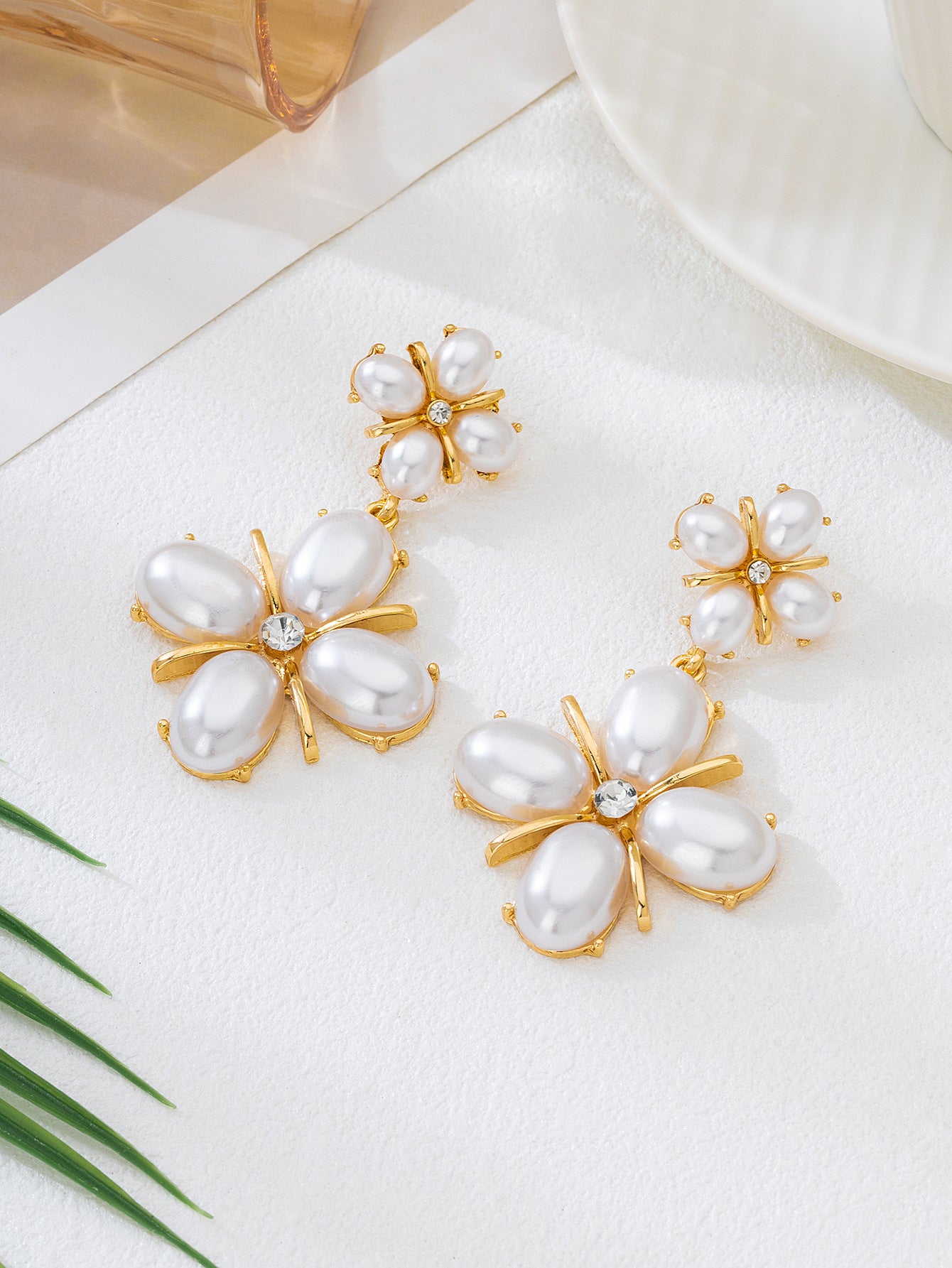 For Banquet Golden Earrings Featuring Elegant Flower Petal Design