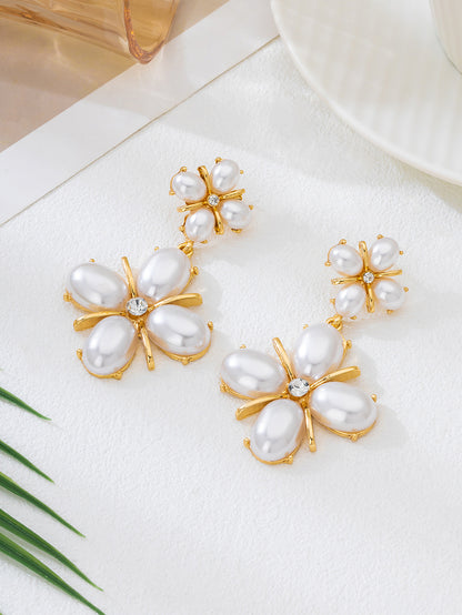 For Banquet Golden Earrings Featuring Elegant Flower Petal Design