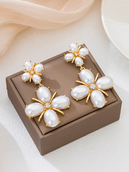 For Banquet Golden Earrings Featuring Elegant Flower Petal Design