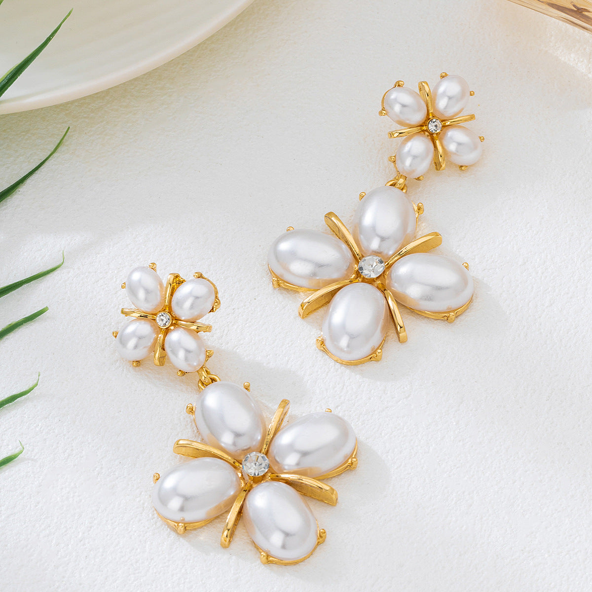 For Banquet Golden Earrings Featuring Elegant Flower Petal Design