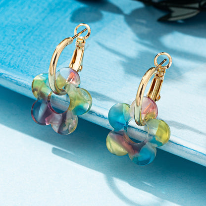 Flower Pattern Earrings For Women, Stylish Stud Earrings Available In Various Colours
