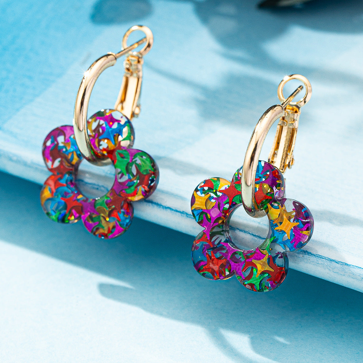 Flower Pattern Earrings For Women, Stylish Stud Earrings Available In Various Colours