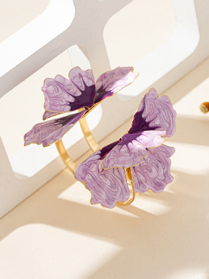 For Women Pink Flower Ombre Bangle Bracelet Featuring Elegant Floral Design