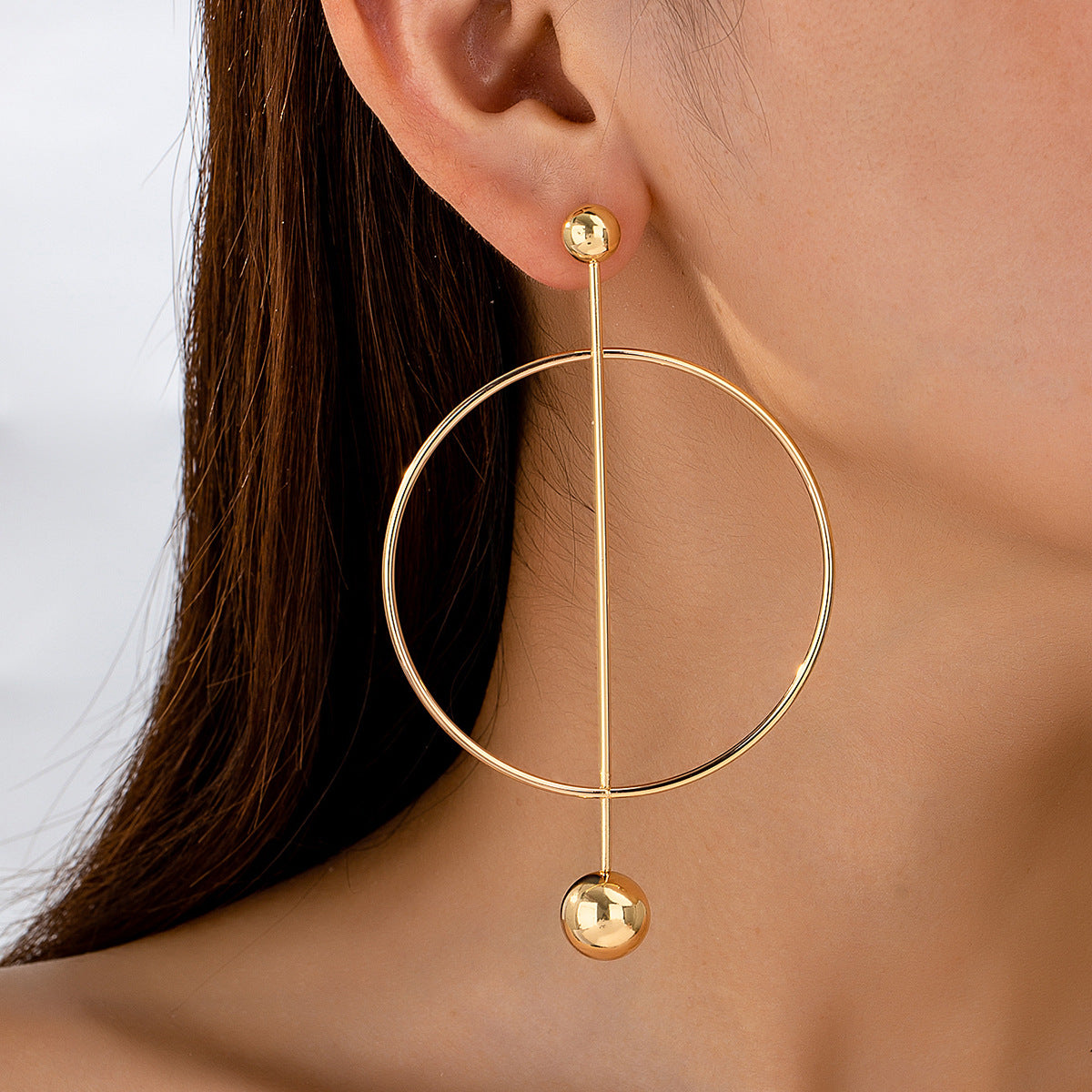 Gold Drop Earrings For Women Featuring Elegant Circle Pattern Design