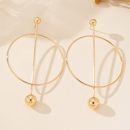 Gold Drop Earrings For Women Featuring Elegant Circle Pattern Design