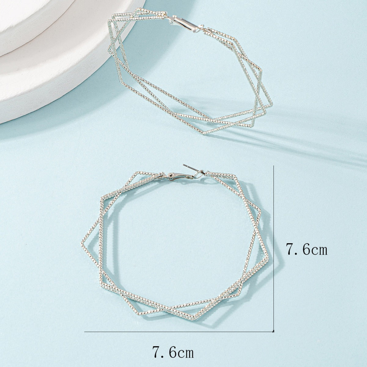 Exaggerated Geometric Earrings For Women In Gold Featuring Lines Design