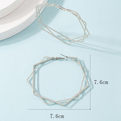 Exaggerated Geometric Earrings For Women In Gold Featuring Lines Design