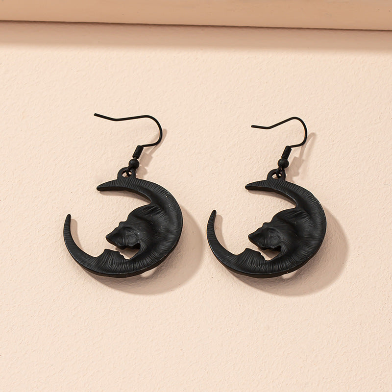 Retro Moon Skull Earrings For Stylish Look Featuring Alloy Material In Black