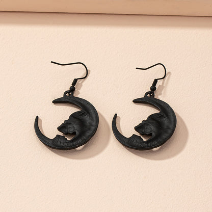 Retro Moon Skull Earrings For Stylish Look Featuring Alloy Material In Black