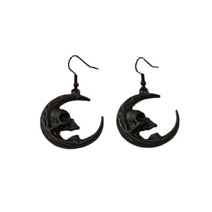 Retro Moon Skull Earrings For Stylish Look Featuring Alloy Material In Black