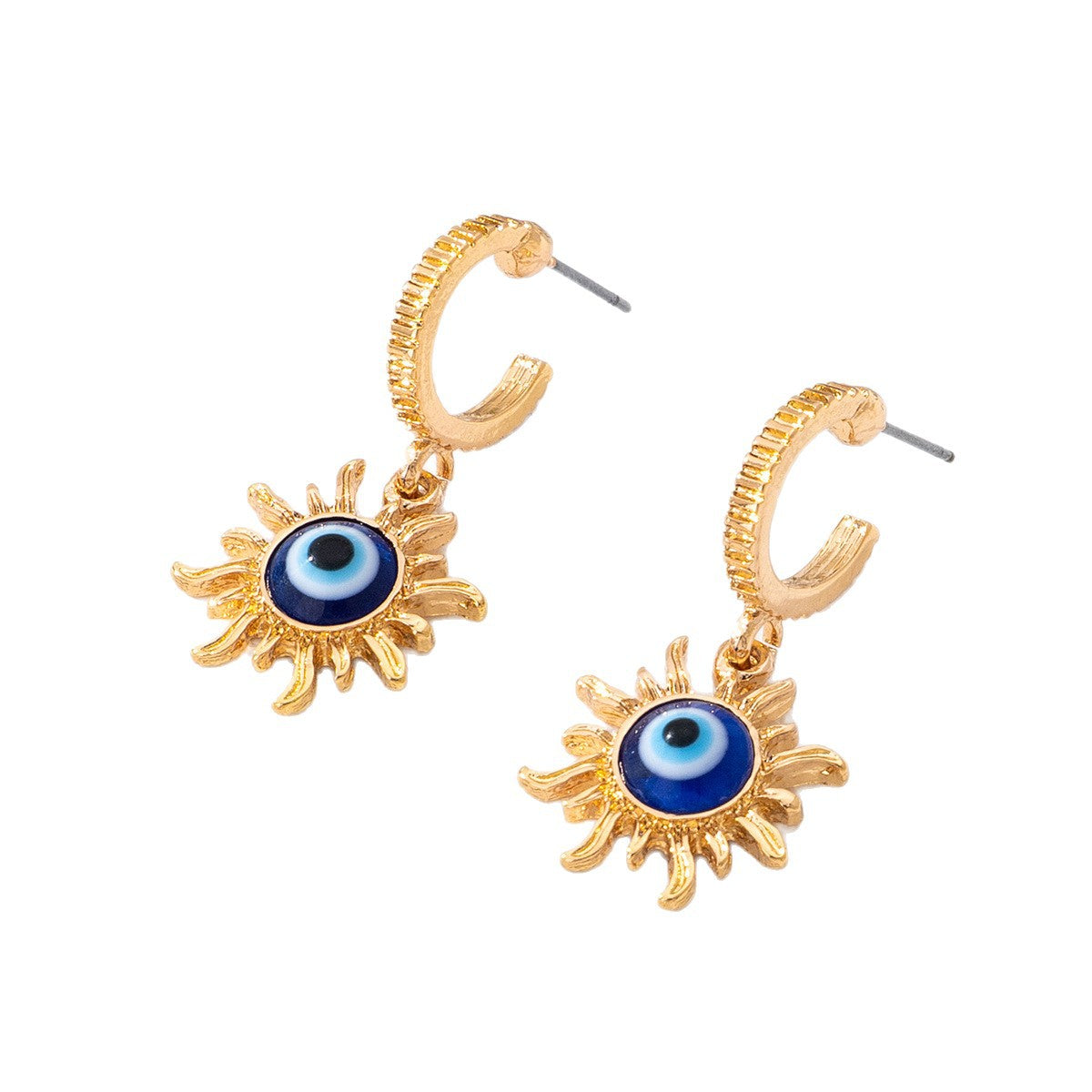 Devil's Eye Earrings In Zinc Alloy With Enamel Craft, Featuring Irregular Blue Eye Design
