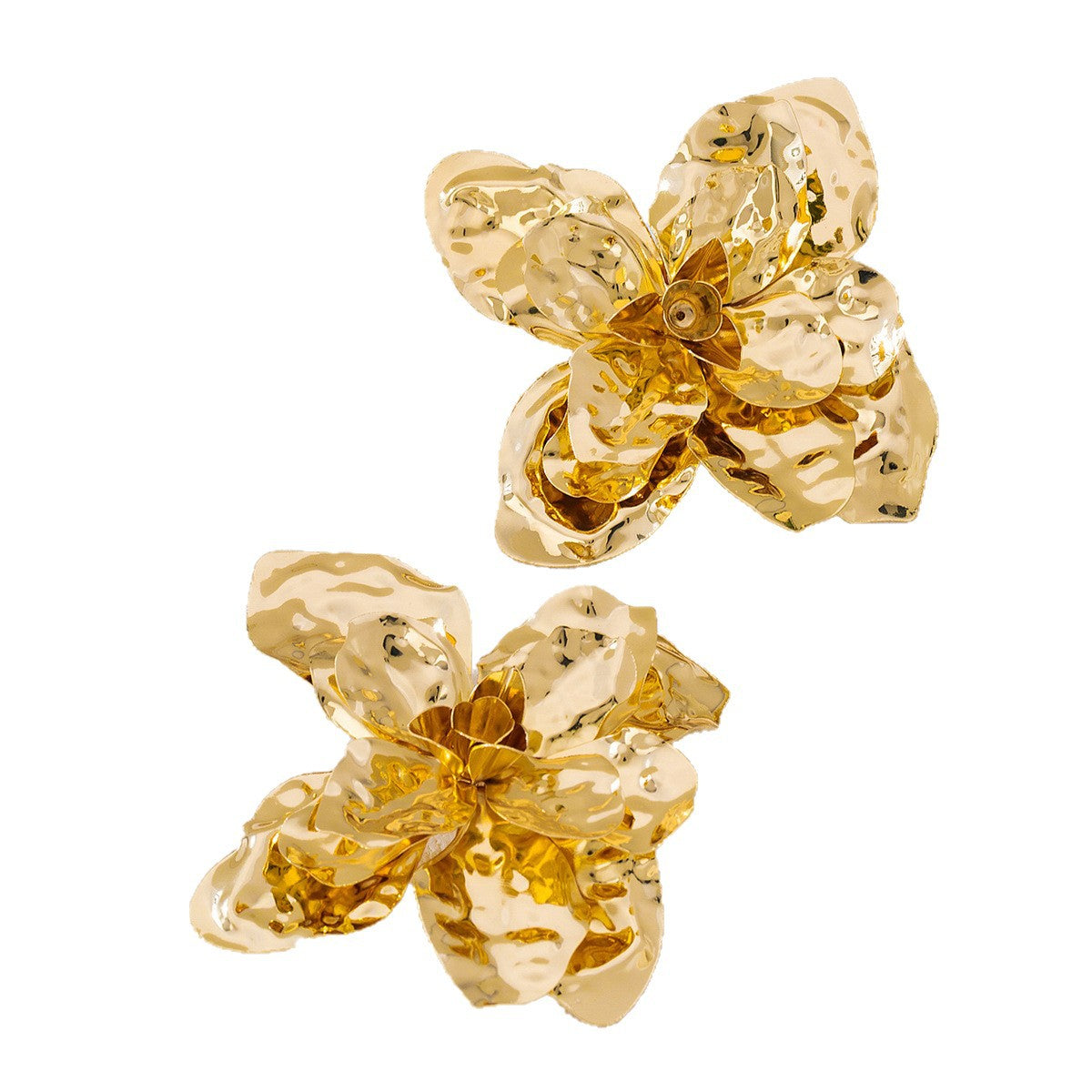 Pastoral Flower Stud Earrings With Gold Folds, Elegant Jewelry Accessories For Everyday Wear