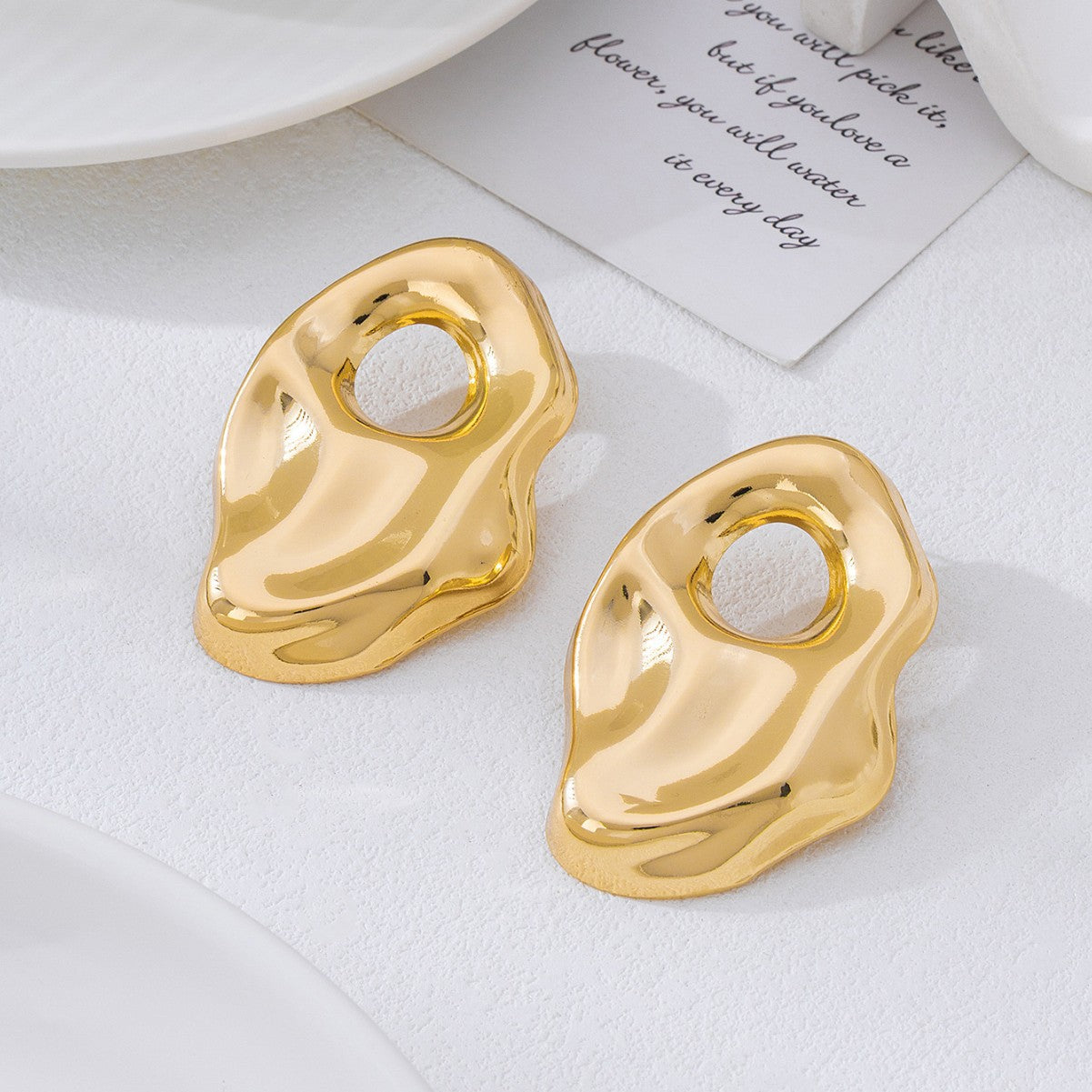 Exaggerated Irregular Stud Earrings For Women In Gold Alloy