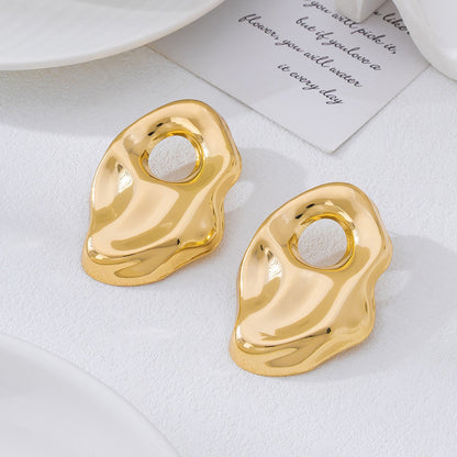 Exaggerated Irregular Stud Earrings For Women In Gold Alloy