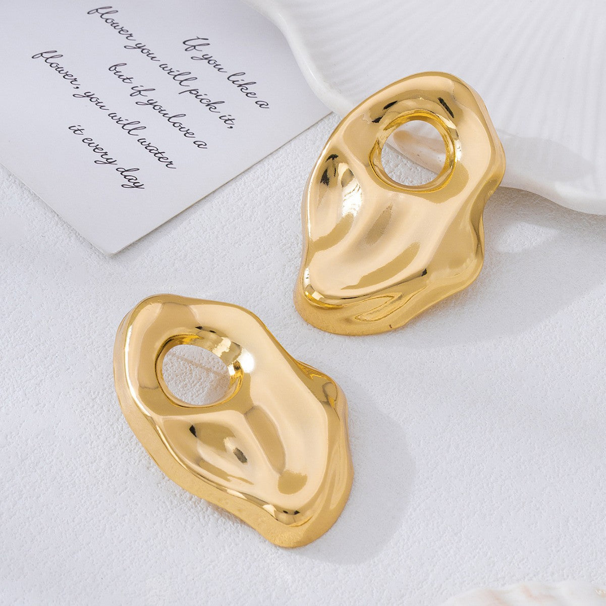 Exaggerated Irregular Stud Earrings For Women In Gold Alloy