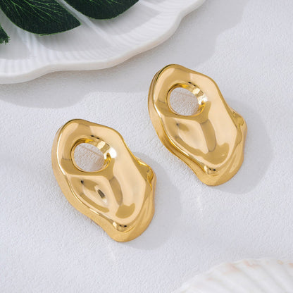 Exaggerated Irregular Stud Earrings For Women In Gold Alloy