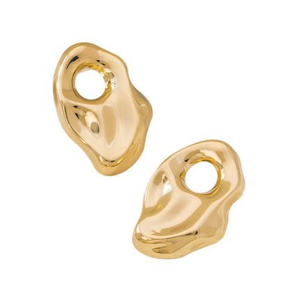 Exaggerated Irregular Stud Earrings For Women In Gold Alloy