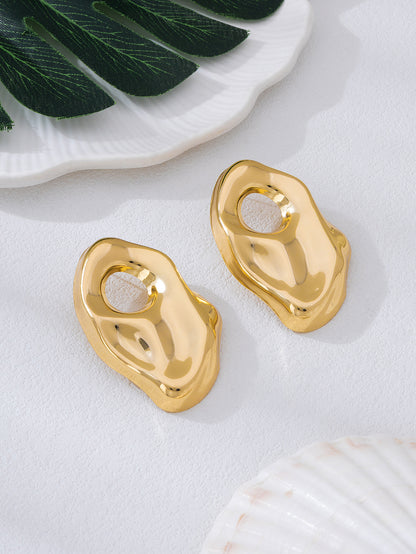 Exaggerated Irregular Stud Earrings For Women In Gold Alloy