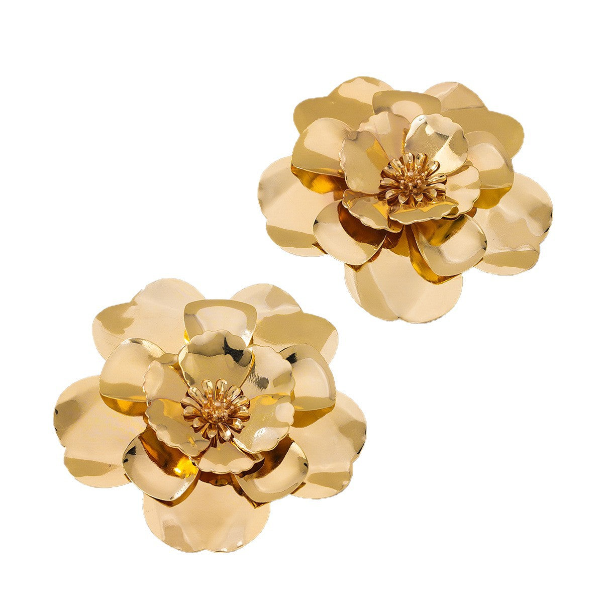 Retro Pastoral Gold Flower Stud Earrings For Elegant Style