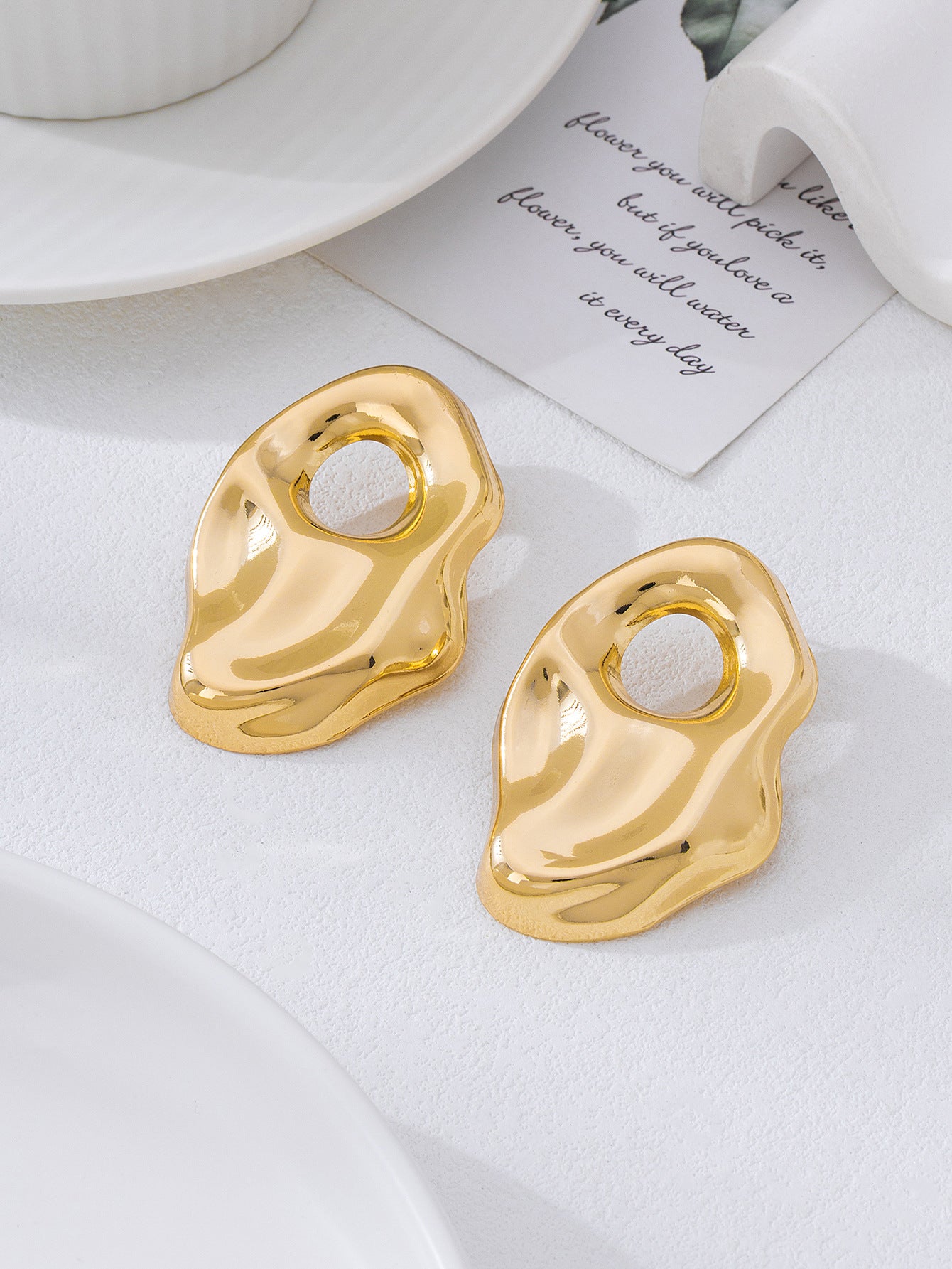 Exaggerated Irregular Stud Earrings For Women In Gold Alloy