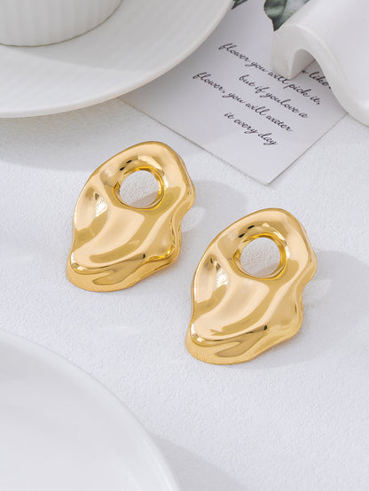 Exaggerated Irregular Stud Earrings For Women In Gold Alloy