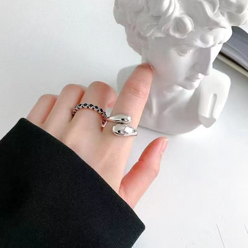 Adjustable Open Ring Featuring Water Droplets Pattern In Gold Alloy, 1 Piece