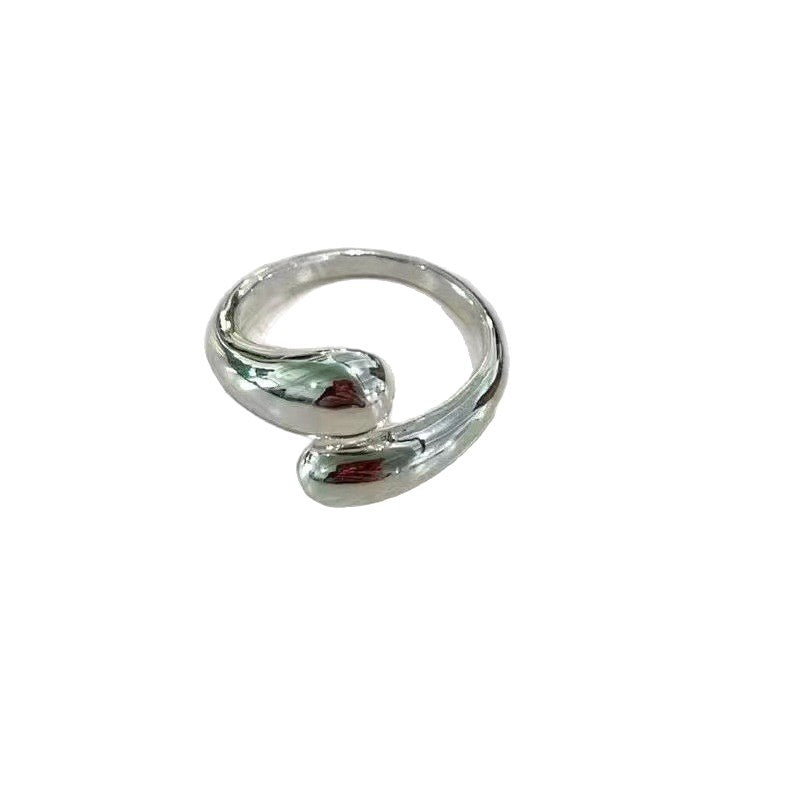 Adjustable Open Ring Featuring Water Droplets Pattern In Gold Alloy, 1 Piece