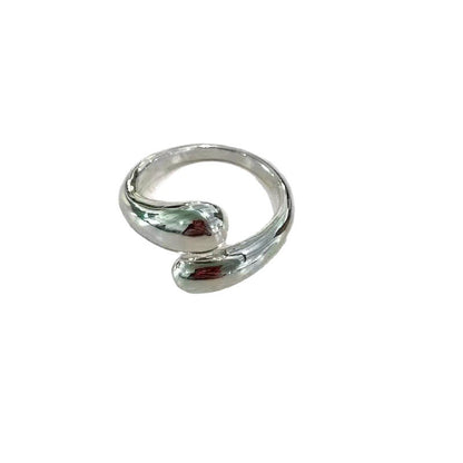 Adjustable Open Ring Featuring Water Droplets Pattern In Gold Alloy, 1 Piece
