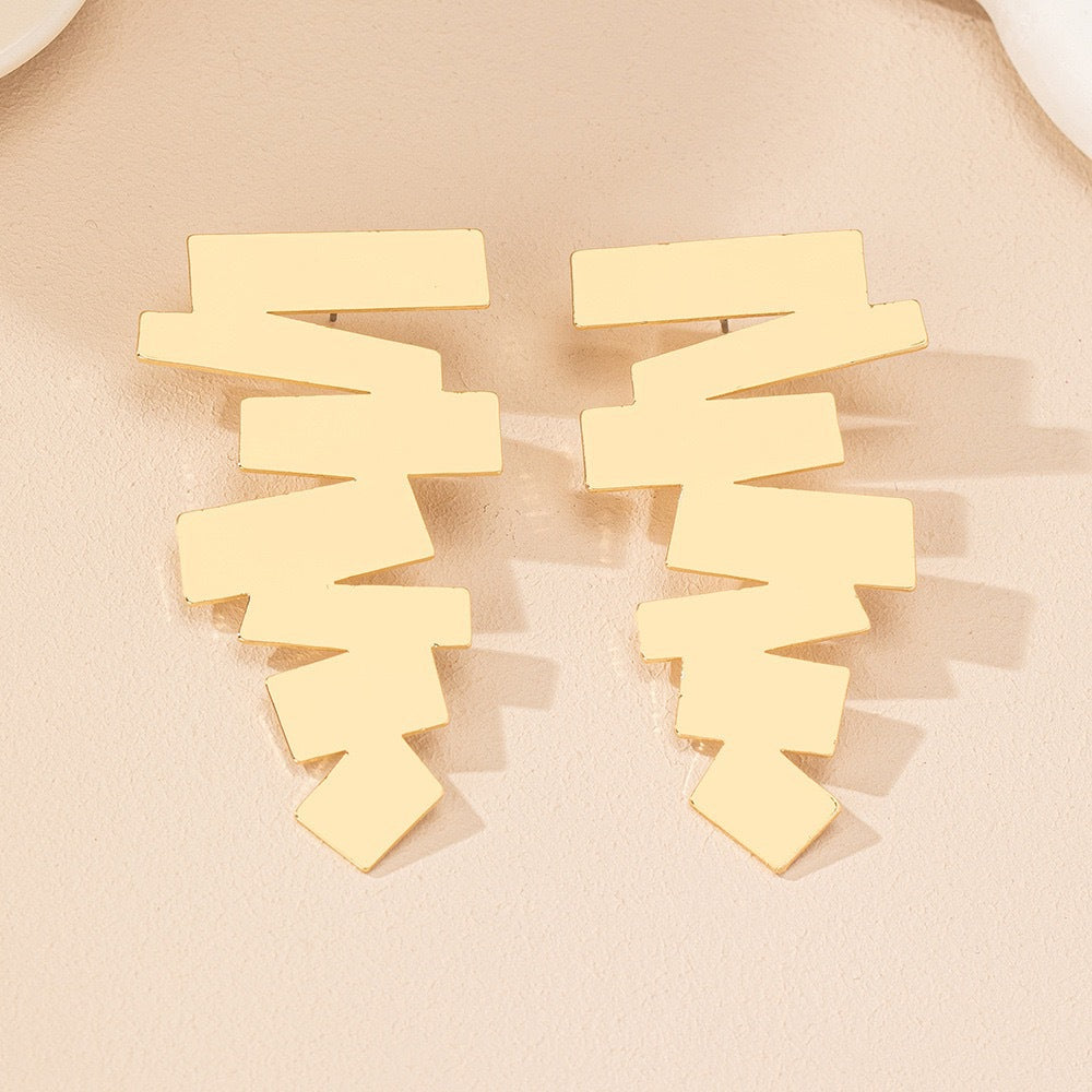 Geometric Gold Irregular Quadrilateral Stud Earrings For Unisex Fashion