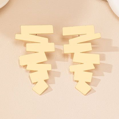 Geometric Gold Irregular Quadrilateral Stud Earrings For Unisex Fashion