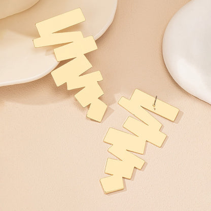 Geometric Gold Irregular Quadrilateral Stud Earrings For Unisex Fashion