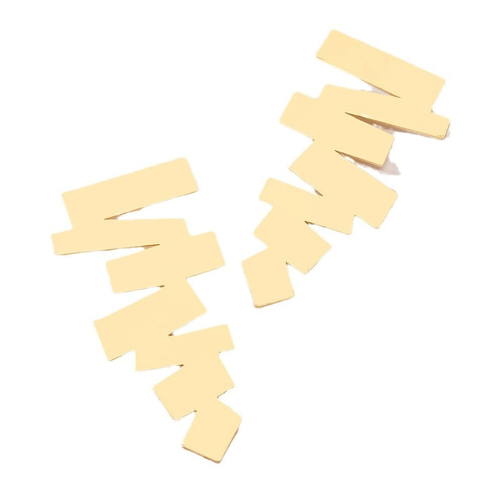 Geometric Gold Irregular Quadrilateral Stud Earrings For Unisex Fashion