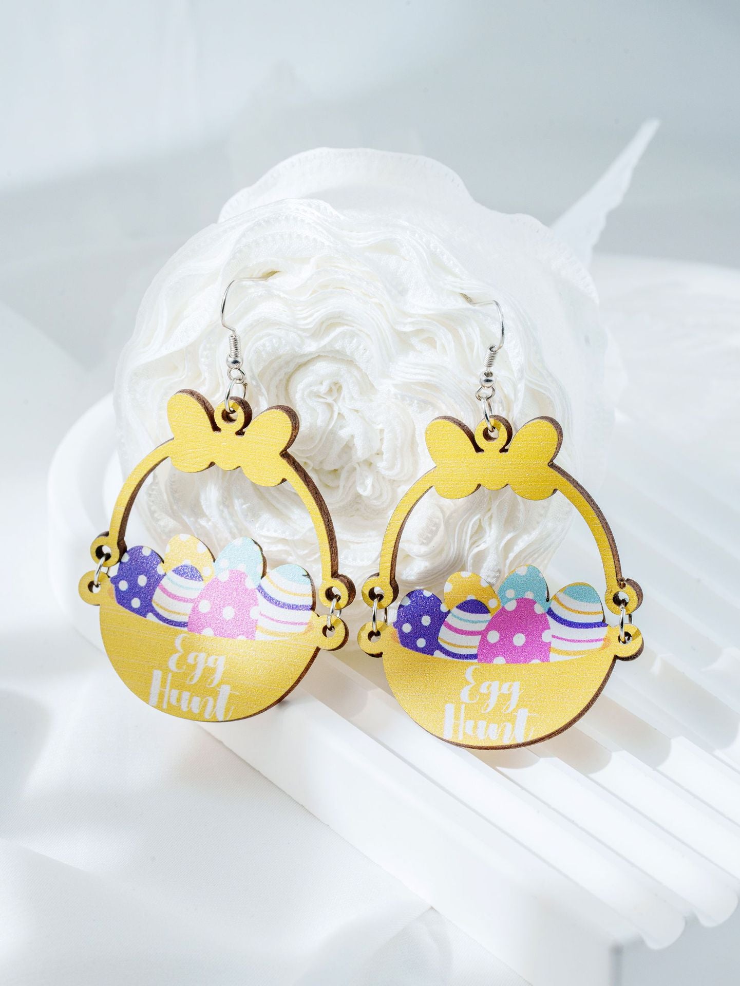 For Easter Rabbit Pattern Acrylic Drop Earrings Featuring Cute Carrot And Flower Designs