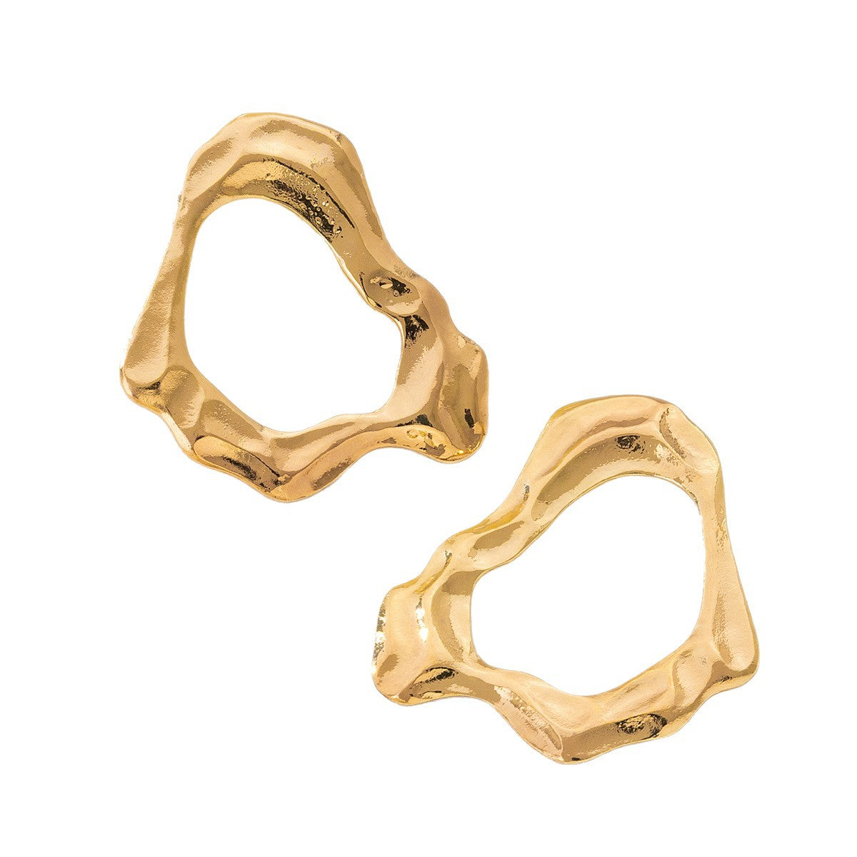 Exaggerated Geometric Stud Earrings For Women In Golden Tone