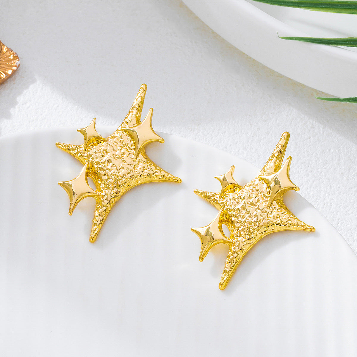 Golden Stud Earrings For Elegant Everyday Wear