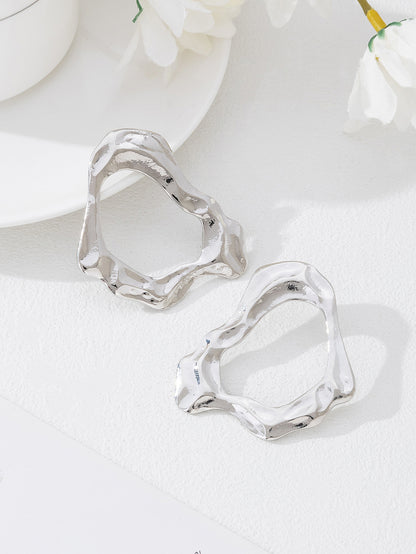 Exaggerated Geometric Stud Earrings For Women In Golden Tone