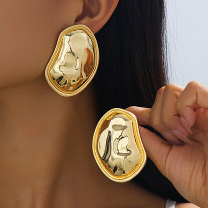 Retro Irregular Stud Earrings For Women In Golden Color Featuring Exaggerated Design