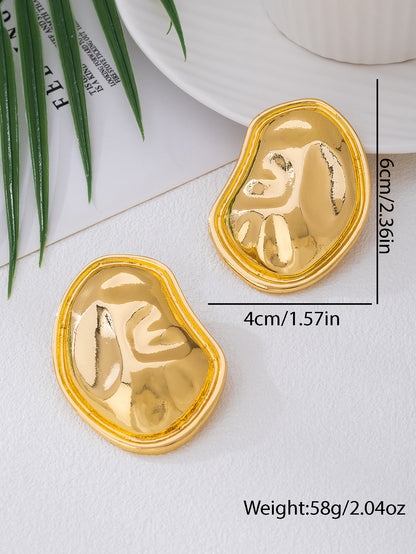 Retro Irregular Stud Earrings For Women In Golden Color Featuring Exaggerated Design