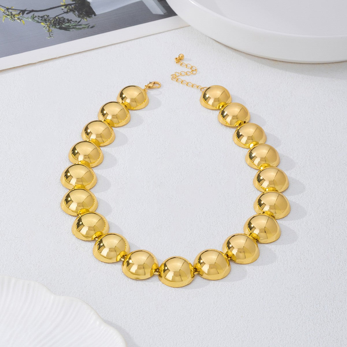 3 Pieces Set Golden Jewelry Set Featuring Round Pattern For Elegant Style