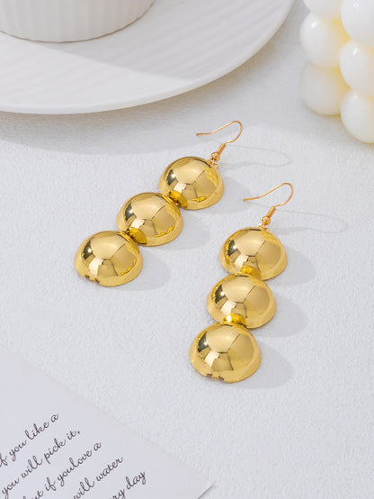 3 Pieces Set Golden Jewelry Set Featuring Round Pattern For Elegant Style
