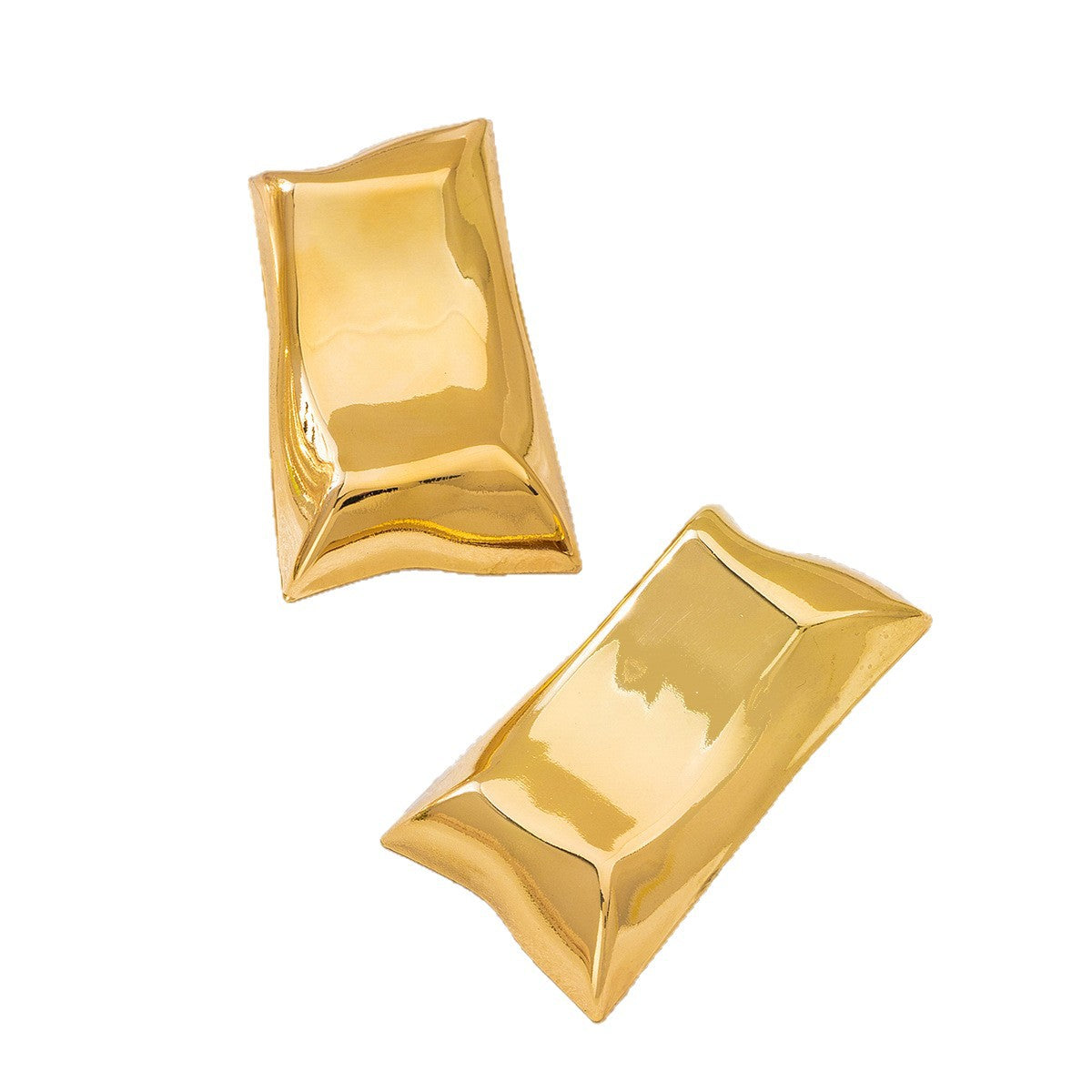 Irregular Pattern Metal Earrings In Golden Color, Featuring Unique Rectangle Design For Stylish Wear