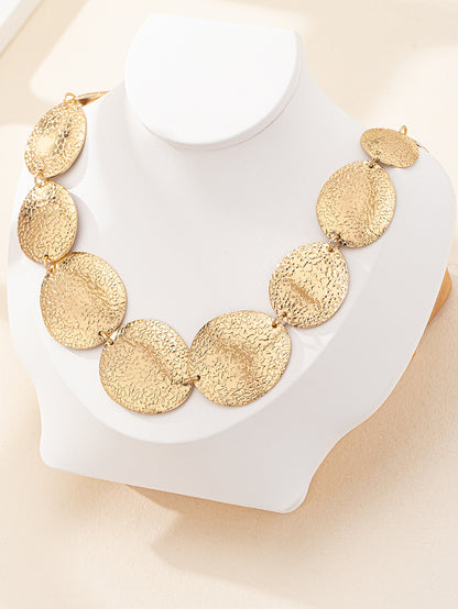 Geometric Oval Tassel Necklace In Gold Featuring Durable Alloy Material
