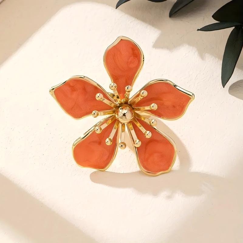 Flower Pattern Rings For Women Featuring Enamel Craftsmanship Available In White And Rose Red