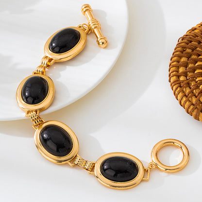 Retro Geometric Bracelet In Black, 1 Piece, Stylish Design For Everyday Wear